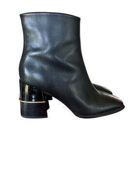 Tory Burch 75mm Leather Ankle Boots with Gold Accent